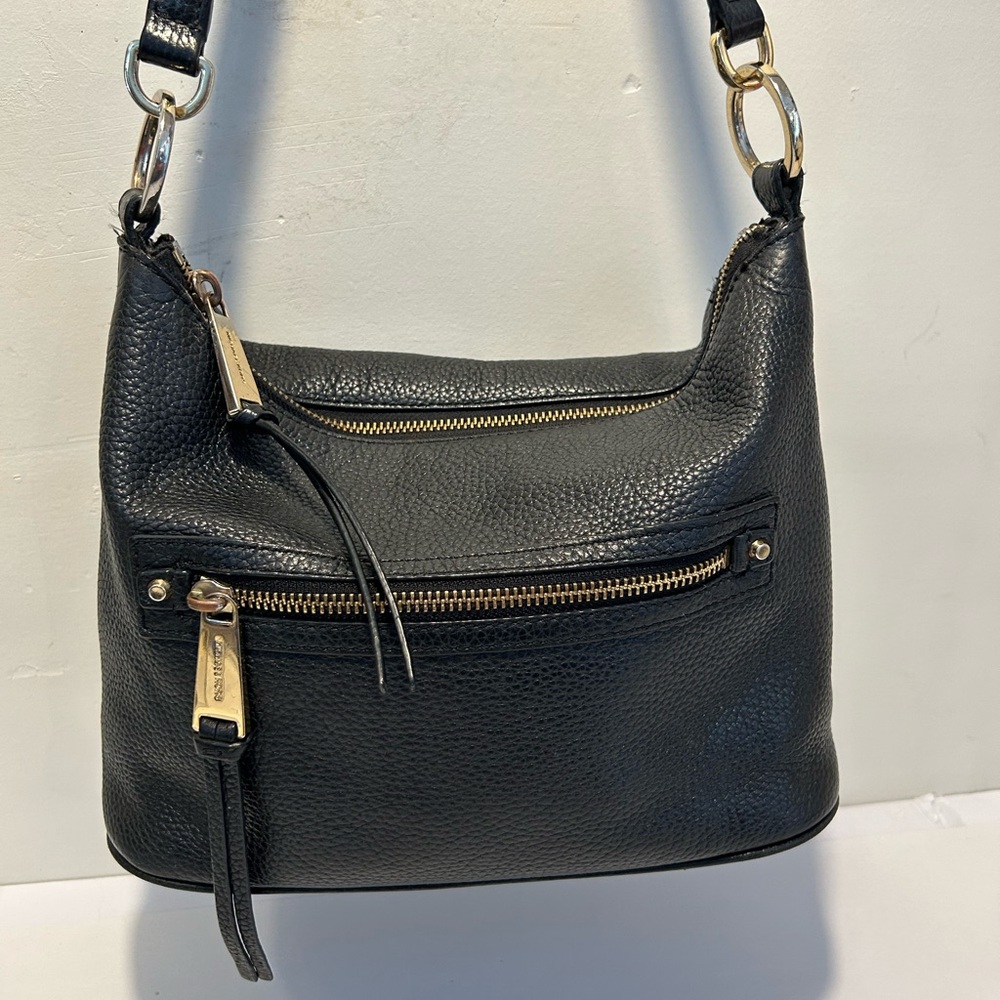 Michael Kors Black Pebbled Leather Shoulder Bag with Gold Hardware